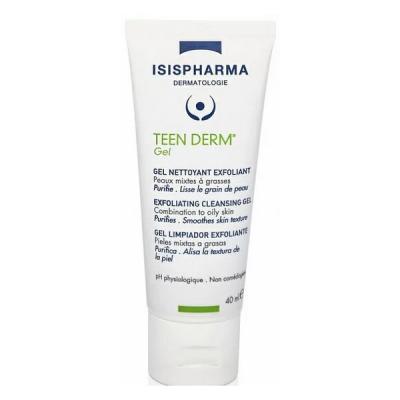 ISISPHARMA Гель TEEN DERM Gel очищающий отшелушивающий для комб. и жирной кожи 40мл №1